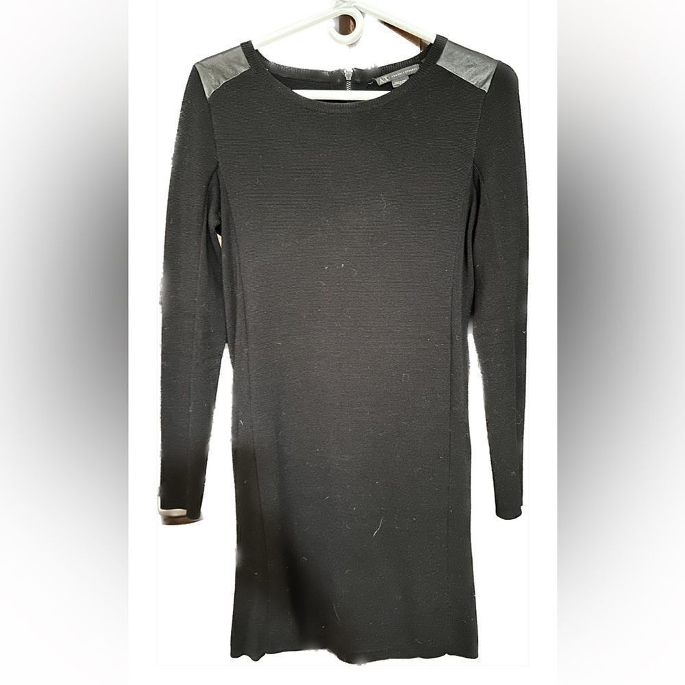 AX Armani Exchange women’s S Black longsleeve knit Pencil Dress zip up back